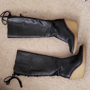 Leather Knee High Boots Wedge Juicy Couture 7